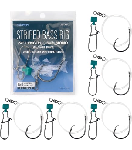 Striped Bass Slider Rig 6/0 Circle Hook, Uncle Mo's Saltwater